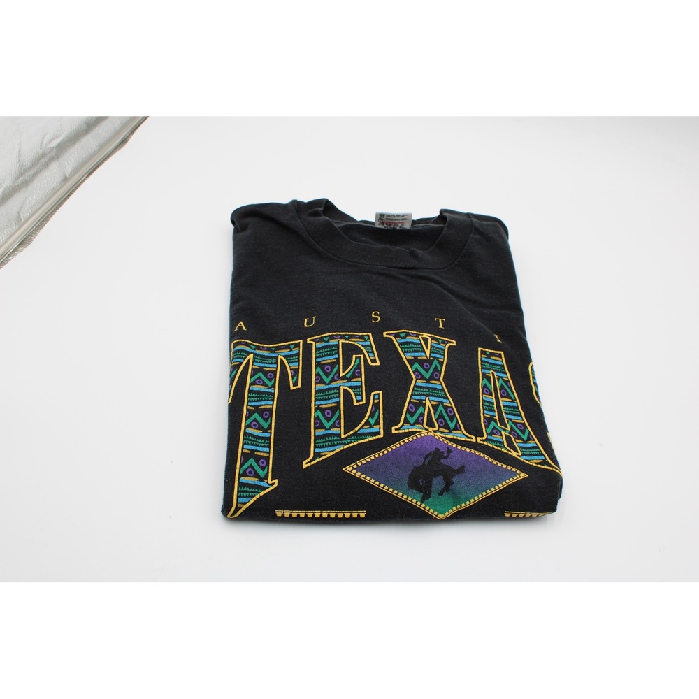 Anvil Austin Texas T Shirt Black Vintage 1993 Phil Pettit Graphic Tee L